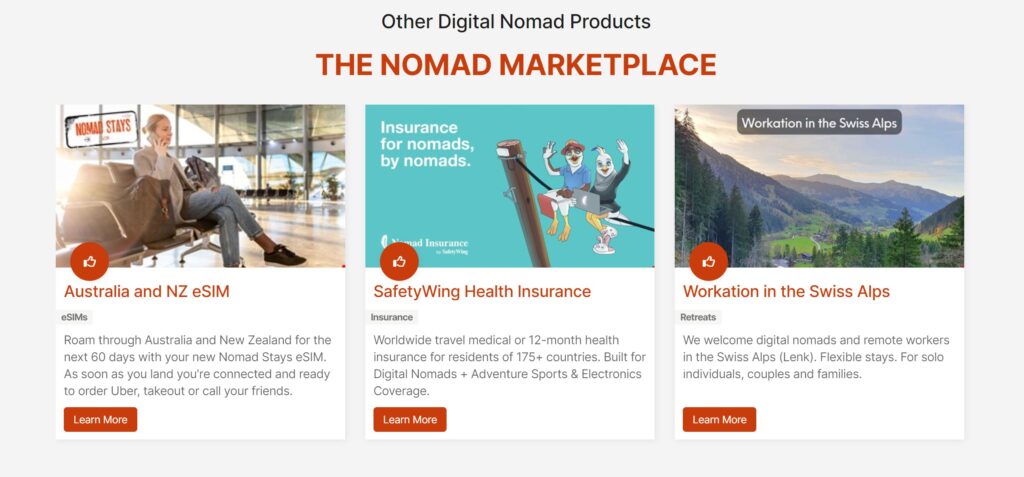 Nomad Marketplace eSIMs insurance Workcations