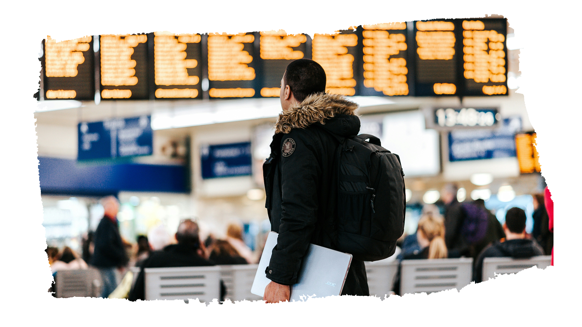 airport laptop ripped digital nomad