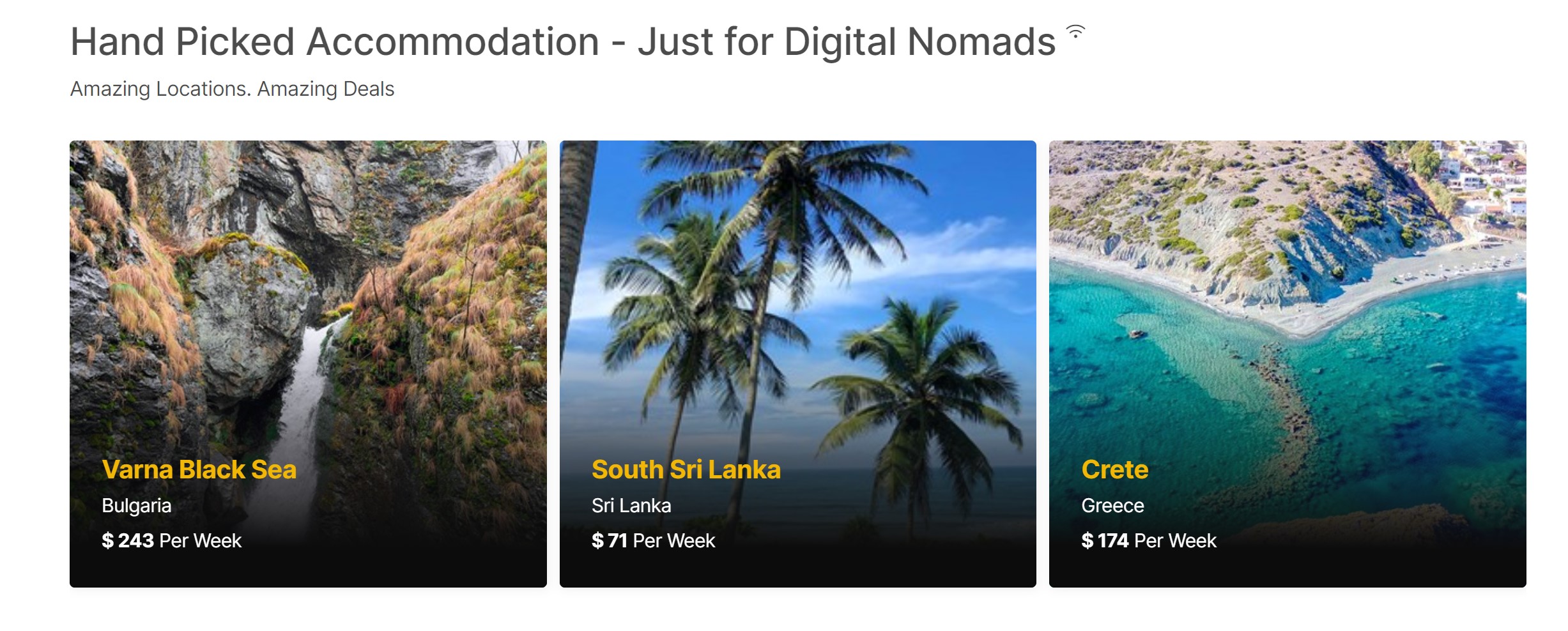 Pictures of destinations for accomodation