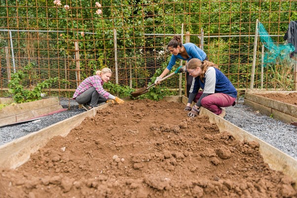 People working the the garden